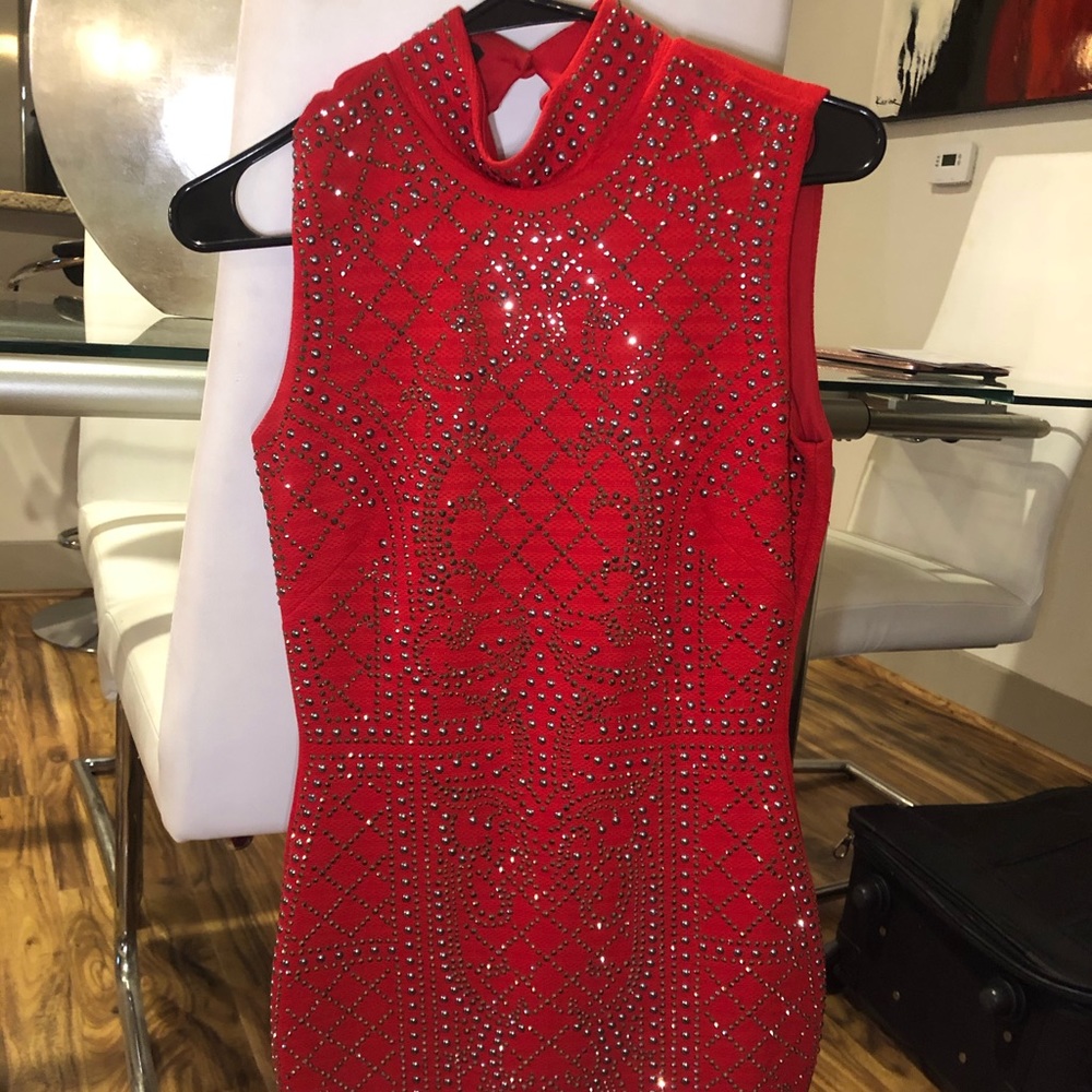 Bebe red sparkle dress